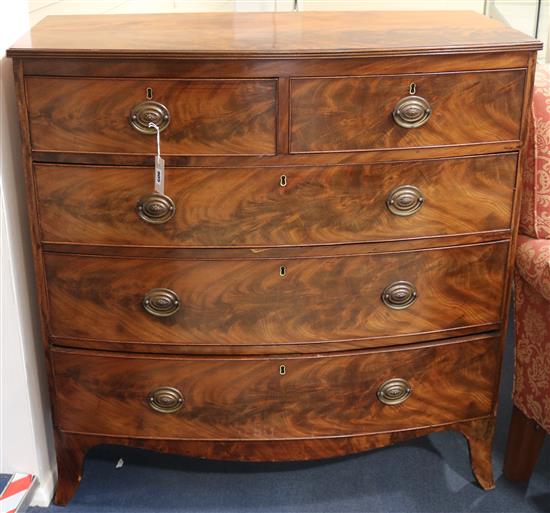 A Regency mahogany bow-fronted chest, 104cm wide